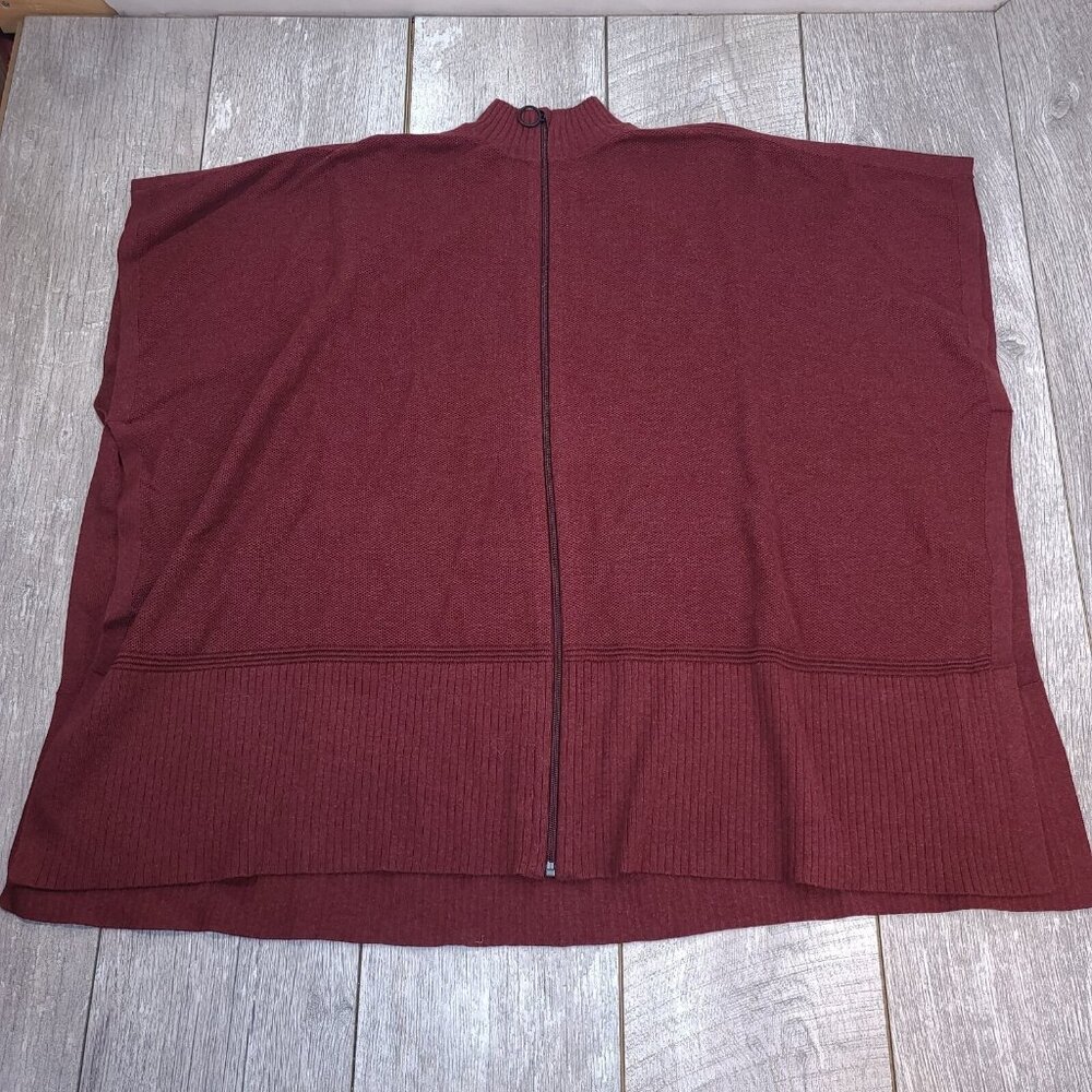 Lululemon Womens Call Me Cozy Wrap Size One Size Deep Rouge Full Zip Knit Poncho